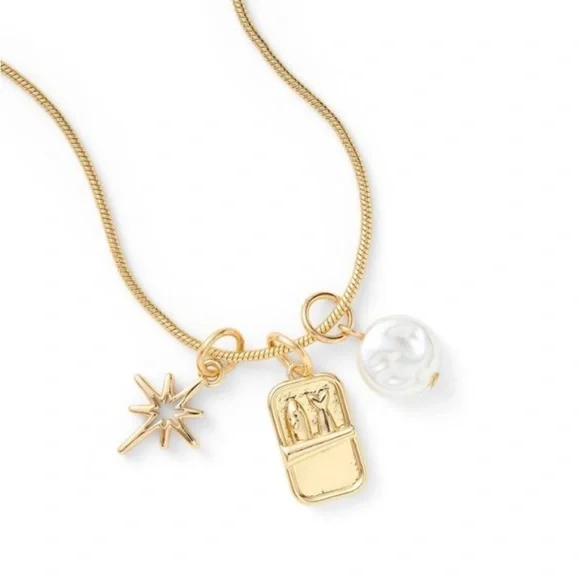 Gold Tone Sardines Accent Charm Necklace - Picture 1 of 3